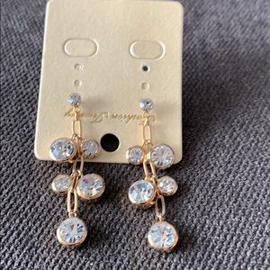 New gold earrings with clear/rose gold crystal